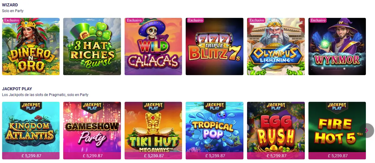 Party Casino juegos de grandes victorias